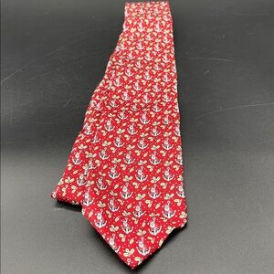 Vineyard Vines Festive Santa Anchor Sailor Silk Tie